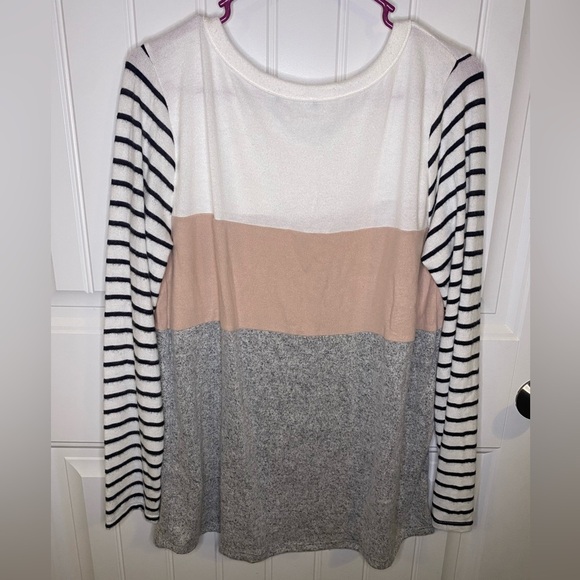Staccato Pink and Gray Striped Colorblock Long Sleeve - Picture 6 of 8